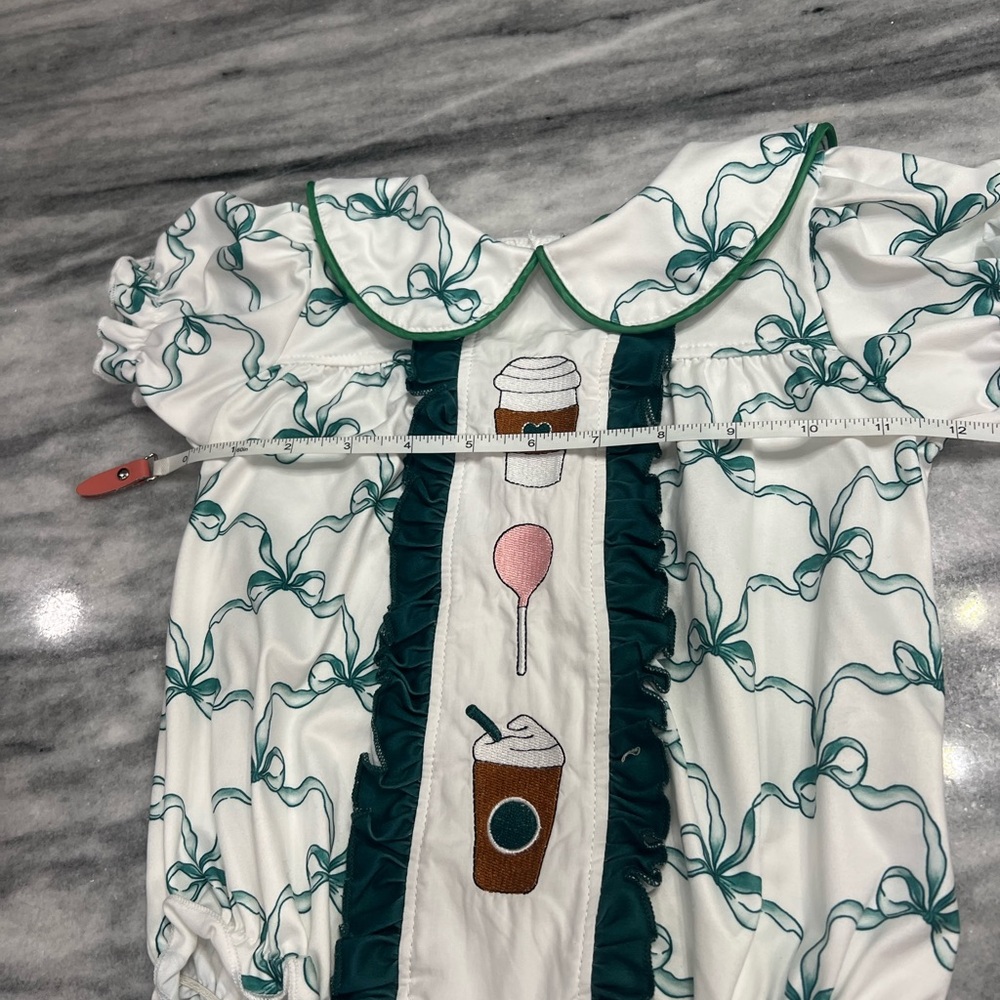 Girl Embroidery Short Sleeve Romper Collar Floral Smocked onesie size 18-24 mo - Picture 6 of 12